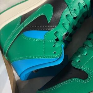 Jordan Women's Sneakers in Green, Blue, and Black